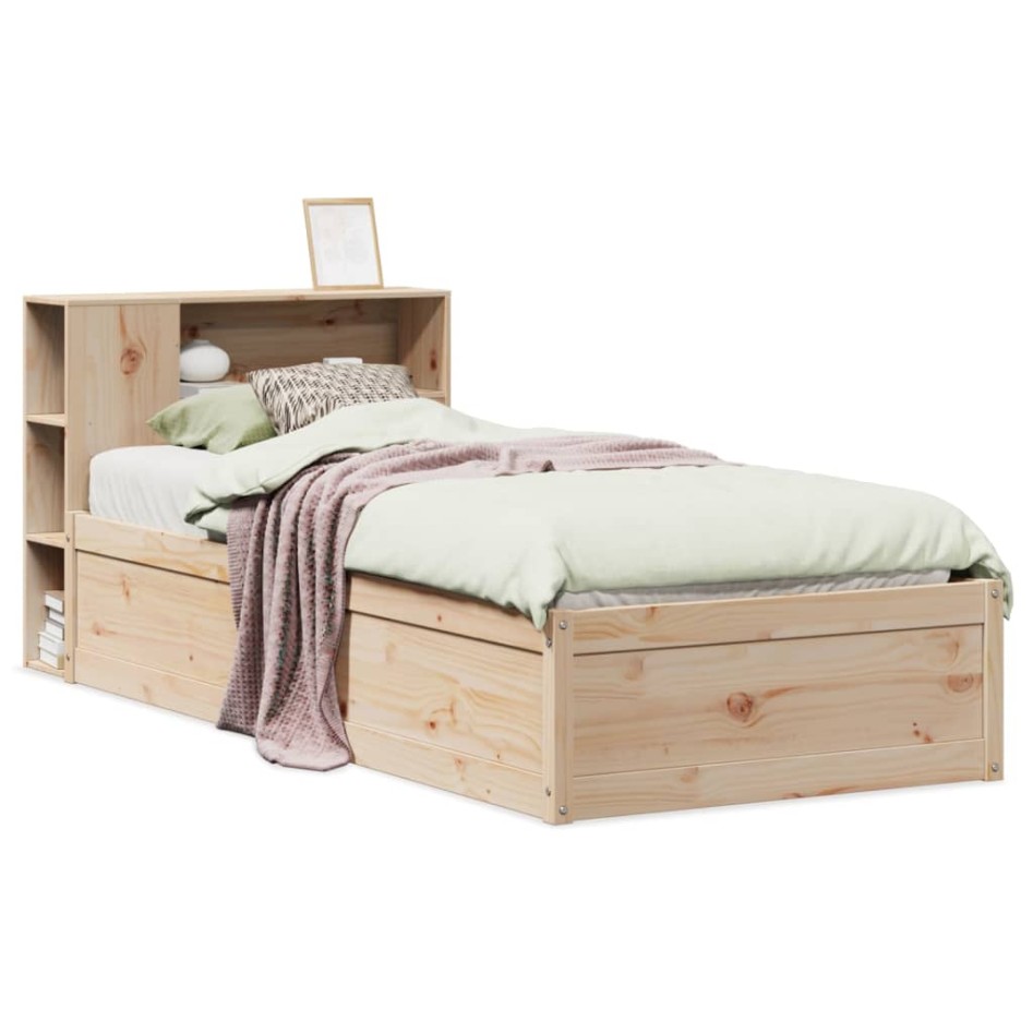 Estructura de cama sin colchón madera maciza de pino 90x190