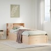 Estructura de cama sin colchón madera maciza pino 75x190 cm