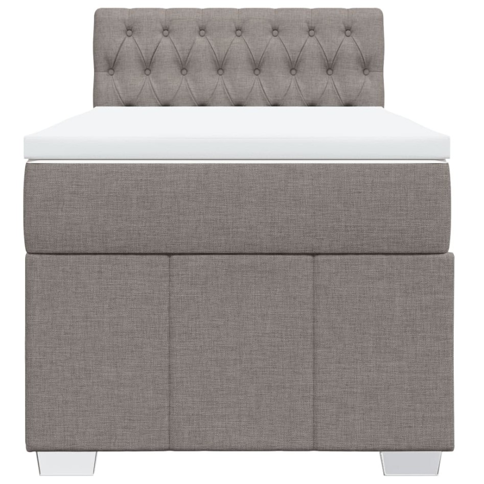 Cama box spring con colchón tela gris taupe 100x200