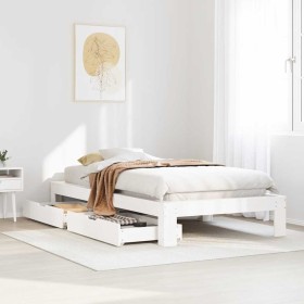 Estructura de cama sin colchón madera de pino blanca 90x200