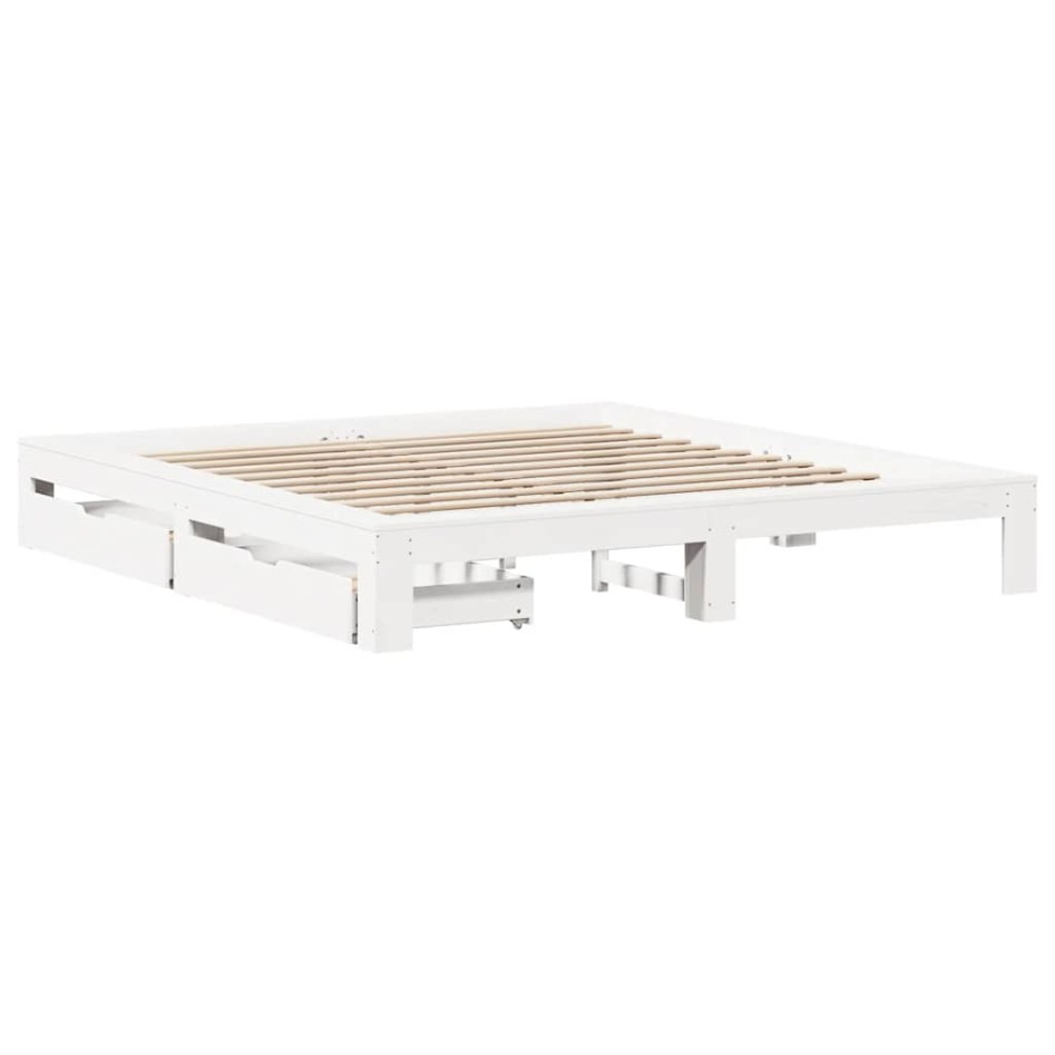 Estructura de cama sin colchón madera maciza blanca 200x200