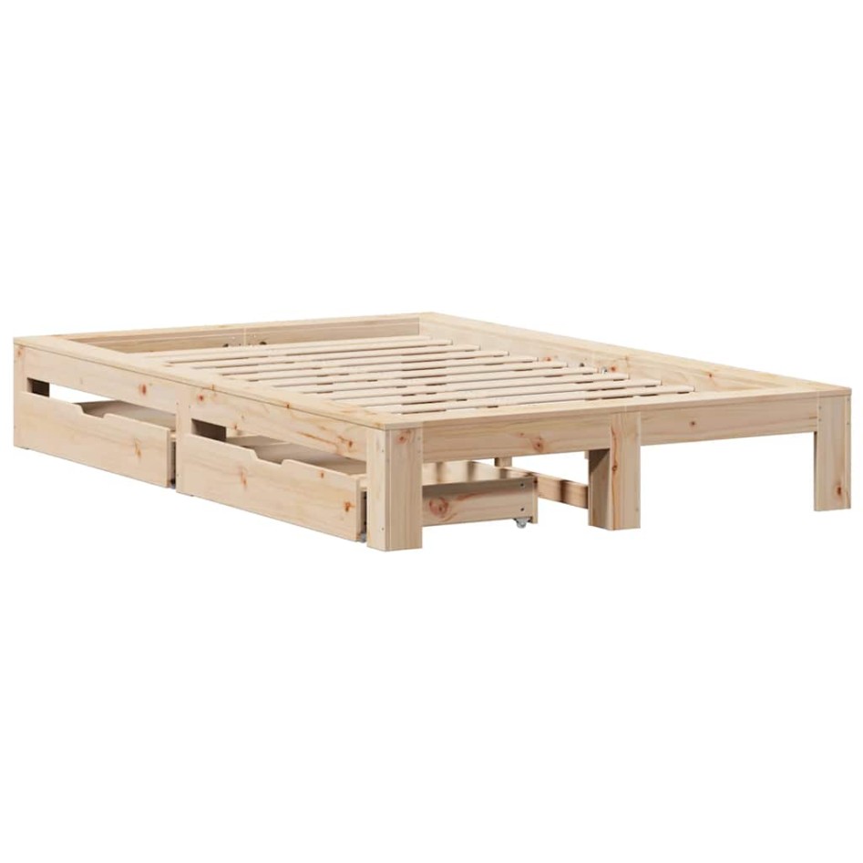 Estructura de cama sin colchón madera de pino maciza 120x200