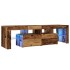 Mueble TV luces LED madera ingeniería envejecida 140x36,5x40