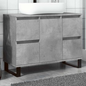 Mueble de lavabo madera de ingeniería gris hormigón 80x33x60