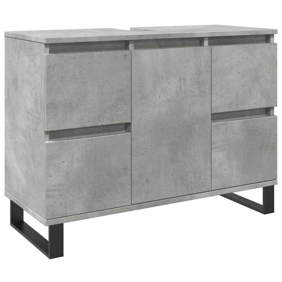 Mueble de lavabo madera de ingeniería gris hormigón 80x33x60