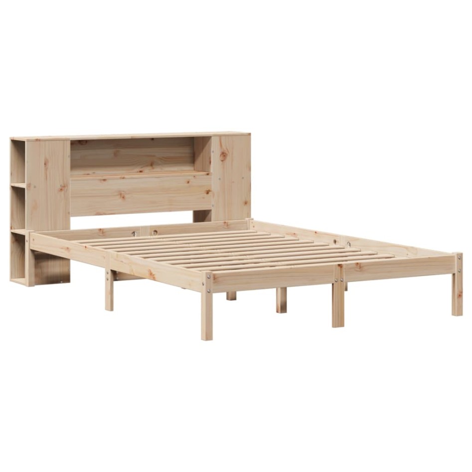 Cama con estantería sin colchón madera maciza de pino