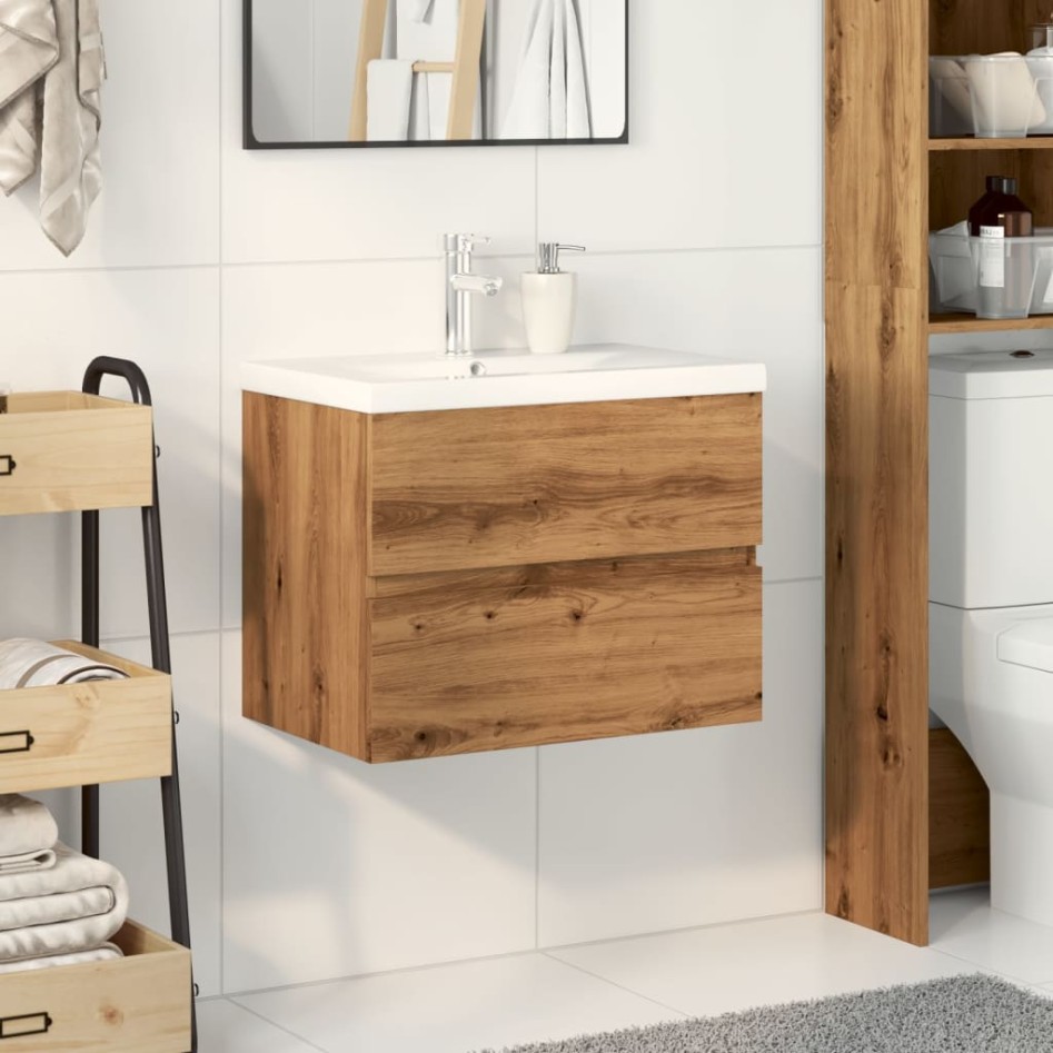 Mueble con lavabo integrado roble