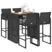 Set bar jardín sin cojines 5 pzas ratán sintético acacia negro