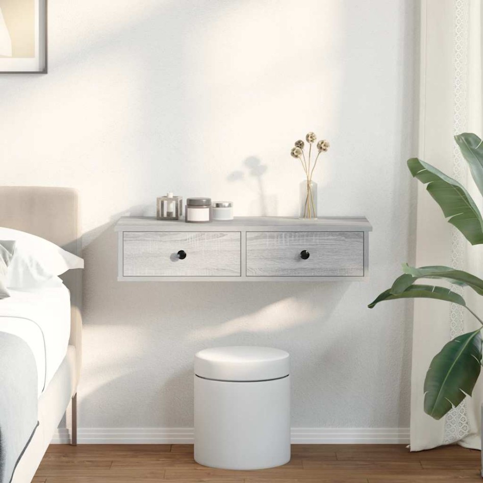 Estante de pared con cajones madera contrachapada roble