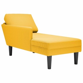 Chaise longue con cojín de tela de pana amarillo