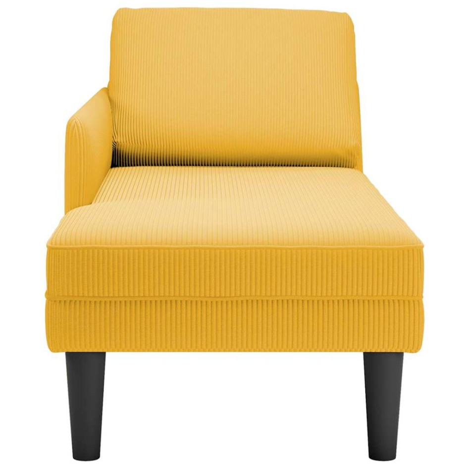 Chaise longue con cojín de tela de pana amarillo