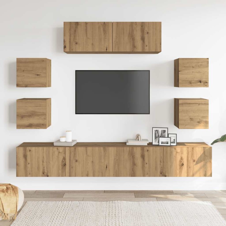 Mueble para TV de pared madera contrachapada artesanal 7