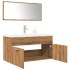 Juego de muebles baño 3 piezas madera ingeniería roble