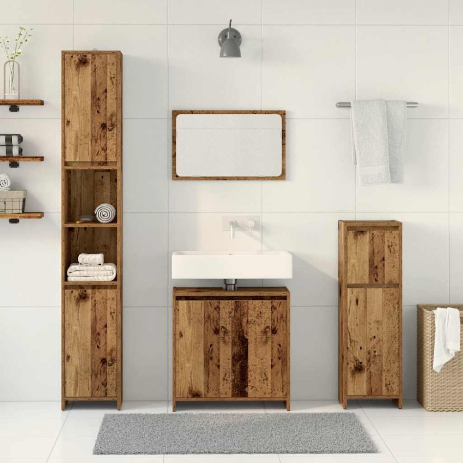Juego de muebles de baño 4 piezas madera ingeniería