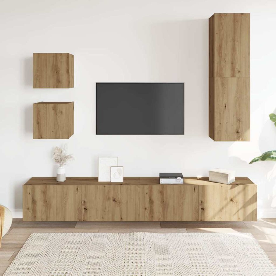 Mueble para TV de pared madera contrachapada artesanal 5