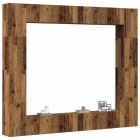 Conjunto de mueble de TV 8 piezas montado la pared madera