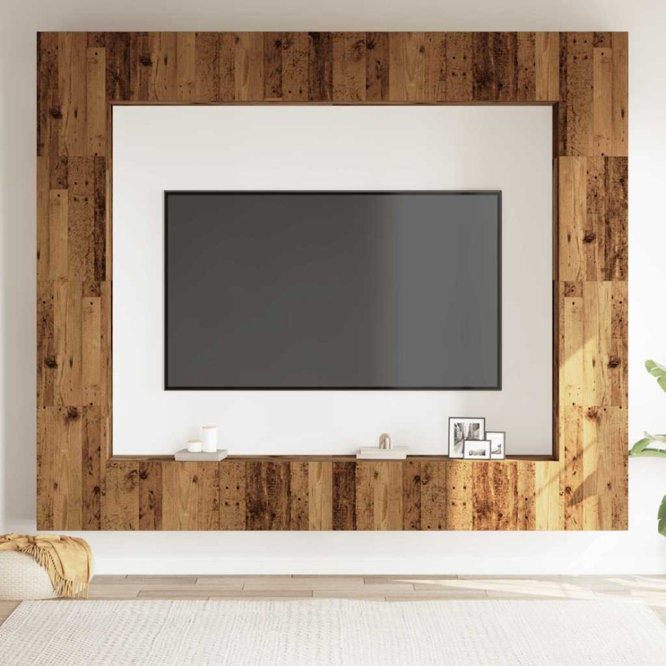 Conjunto de mueble de TV 8 piezas montado la pared madera