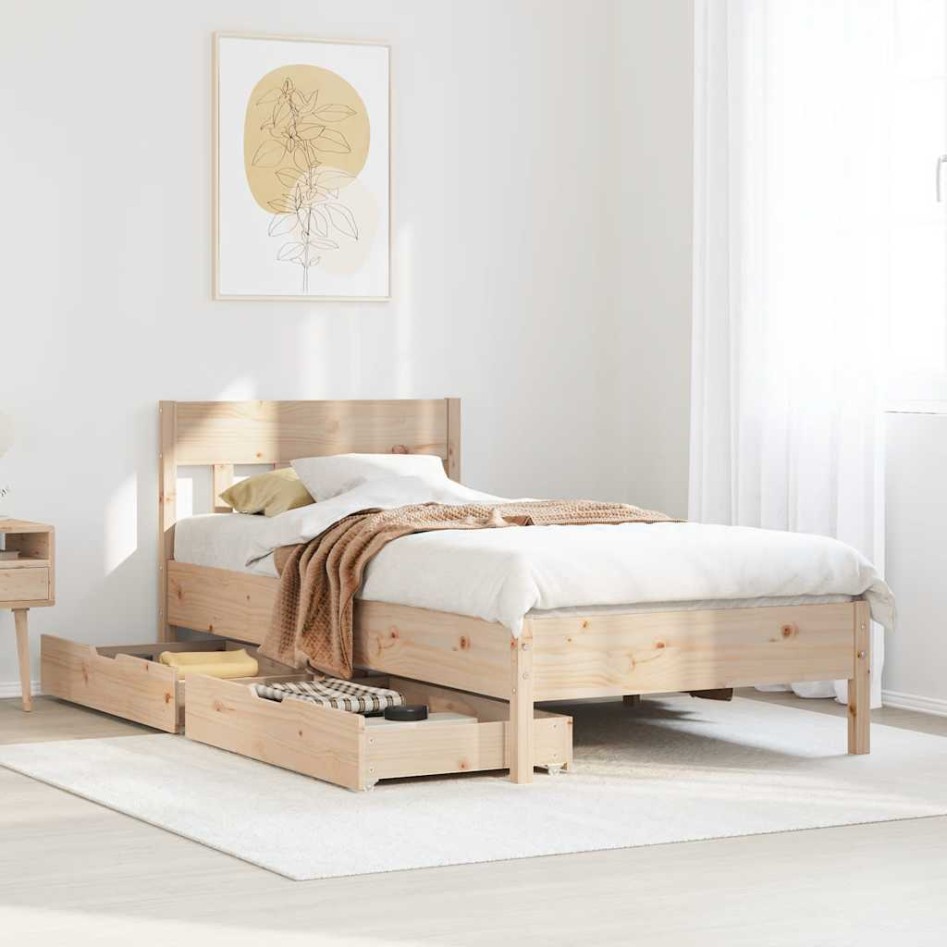 Estructura de cama sin colchón madera maciza de pino 100x200