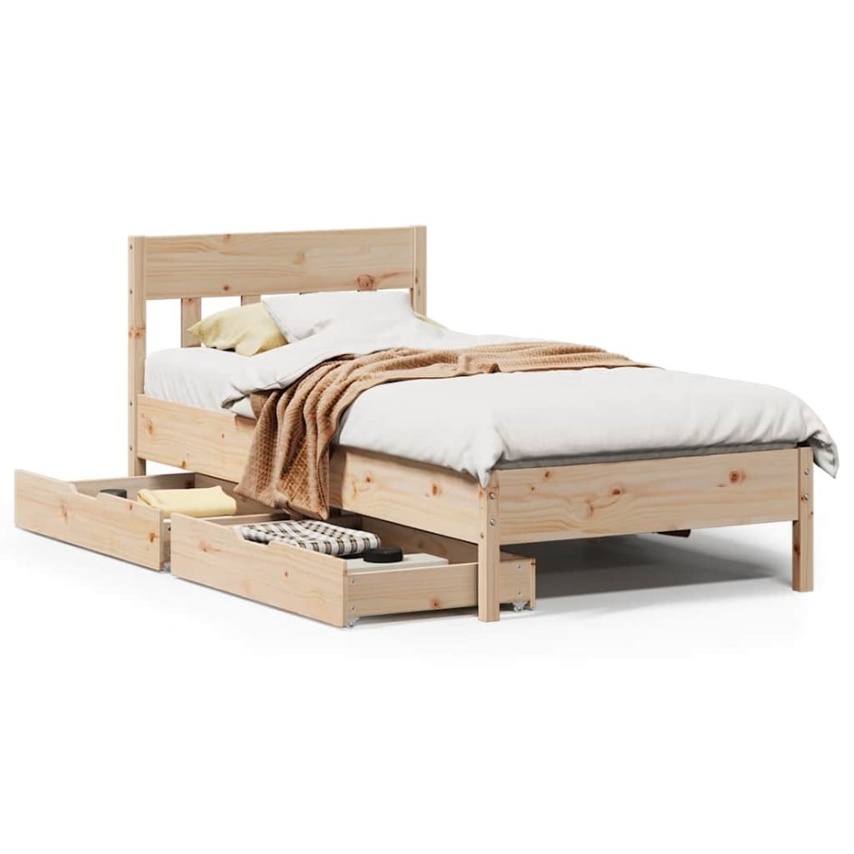 Estructura de cama sin colchón madera maciza de pino 100x200