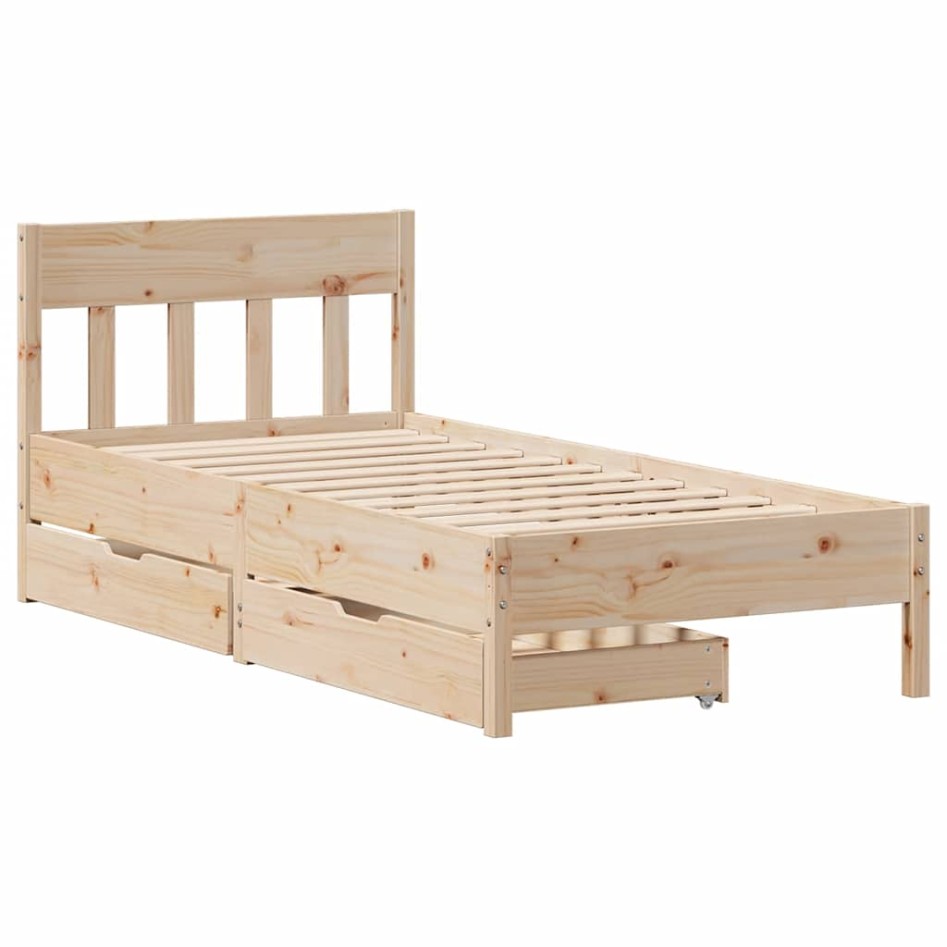 Estructura de cama sin colchón madera maciza de pino 100x200