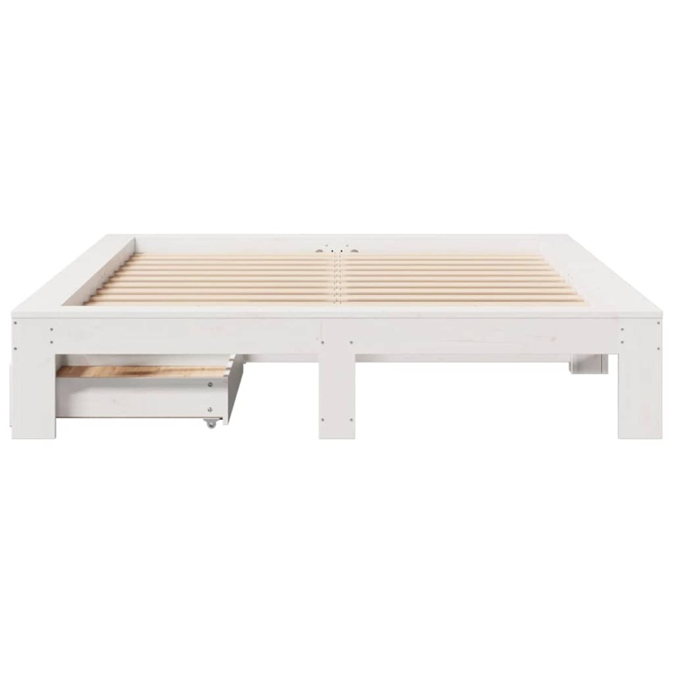 Estructura de cama sin colchón madera de pino blanca 140x200