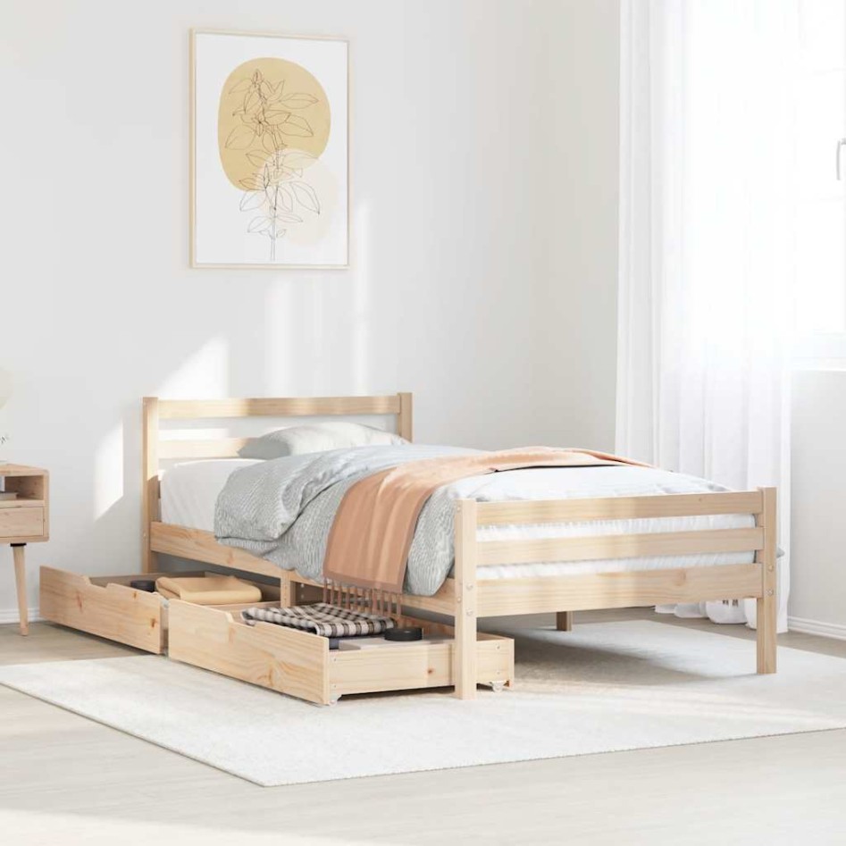 Estructura de cama sin colchón madera maciza de pino 90x200