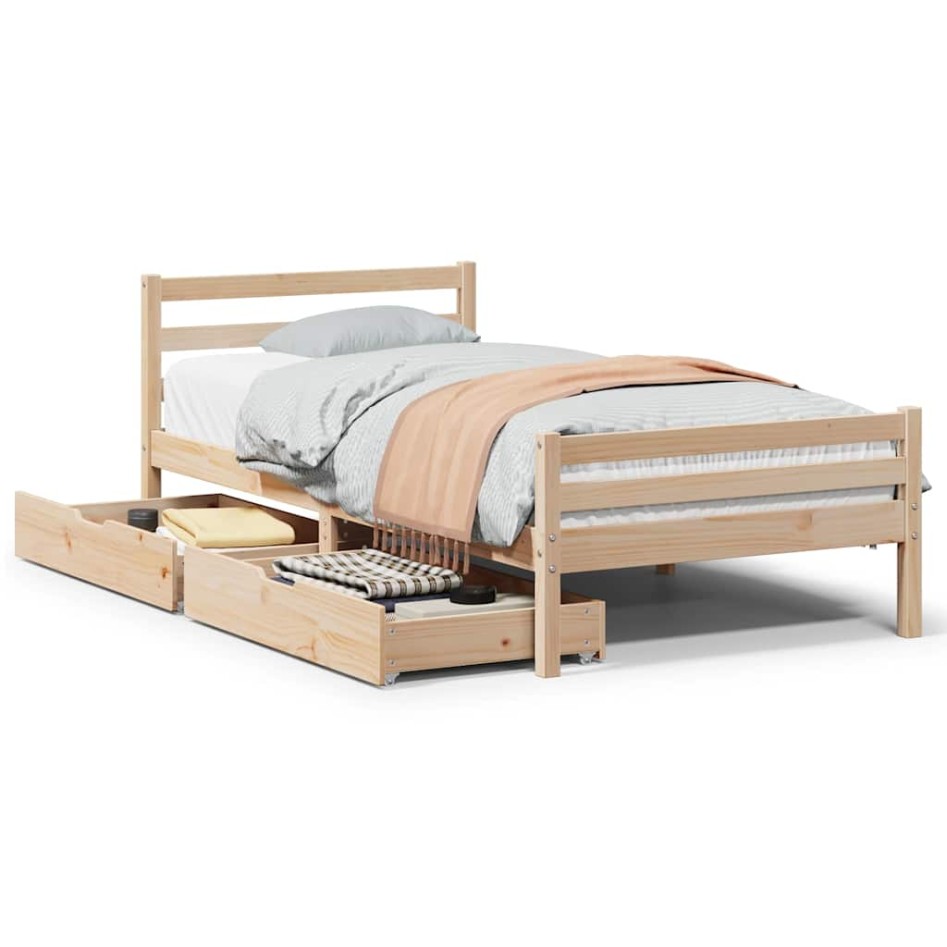 Estructura de cama sin colchón madera maciza de pino 90x200