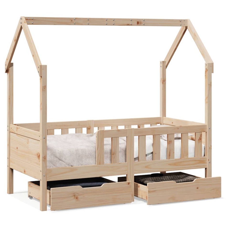 Estructura de cama para niños con cajones madera pino 70x140