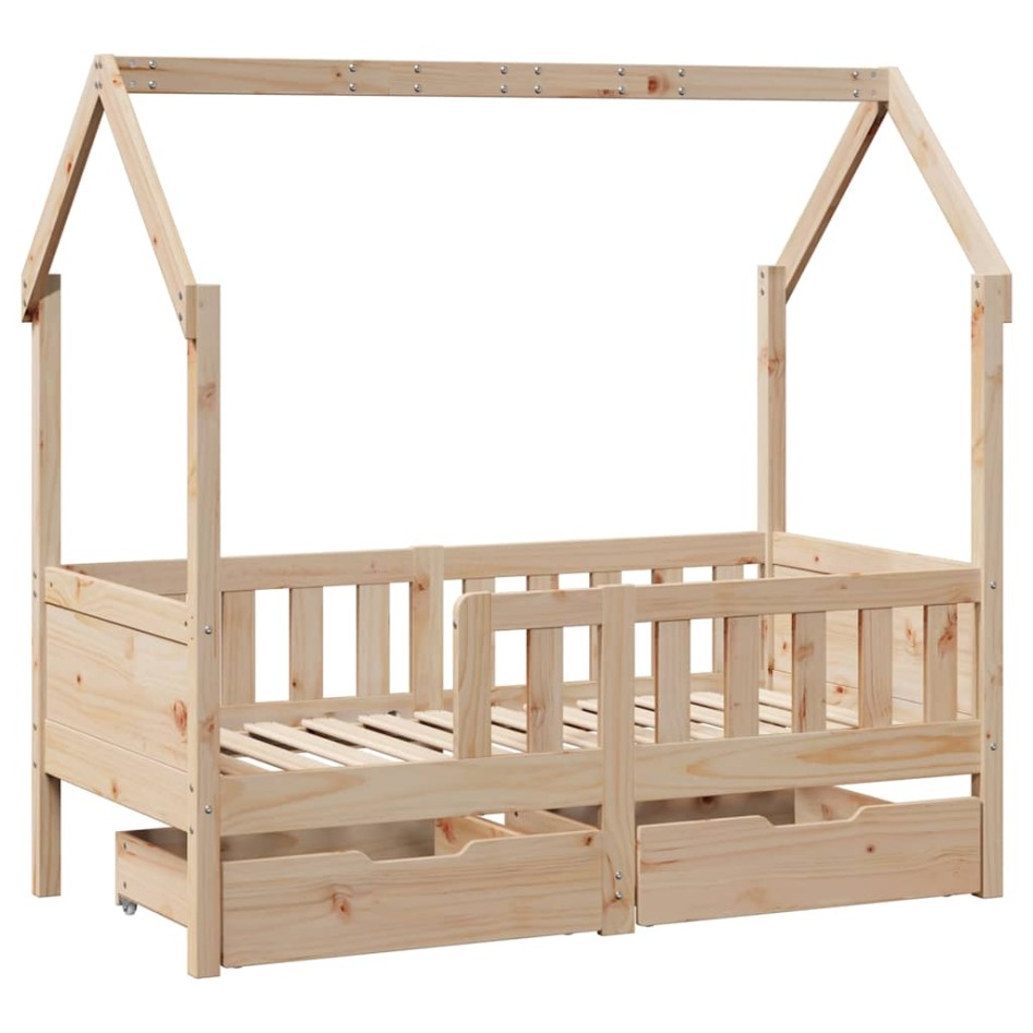 Estructura de cama para niños con cajones madera pino 70x140