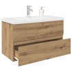 Mueble para lavabo con lavabo integrado y grifo roble artesanal