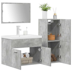 Juego muebles de baño 4 pzas madera contrachapada gris
