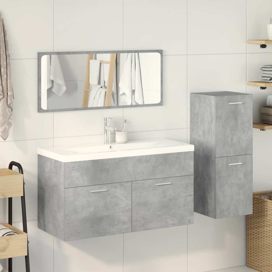 Juego muebles de baño 4 pzas madera contrachapada gris