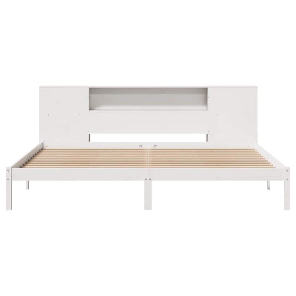 Cama con estantería sin colchón madera maciza blanca 200x200