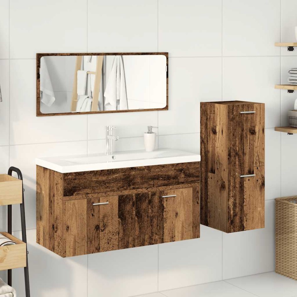 Juego de muebles de baño 4 piezas madera ingeniería