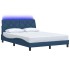 Estructura de cama con LED sin colchón tela azul 140x200
