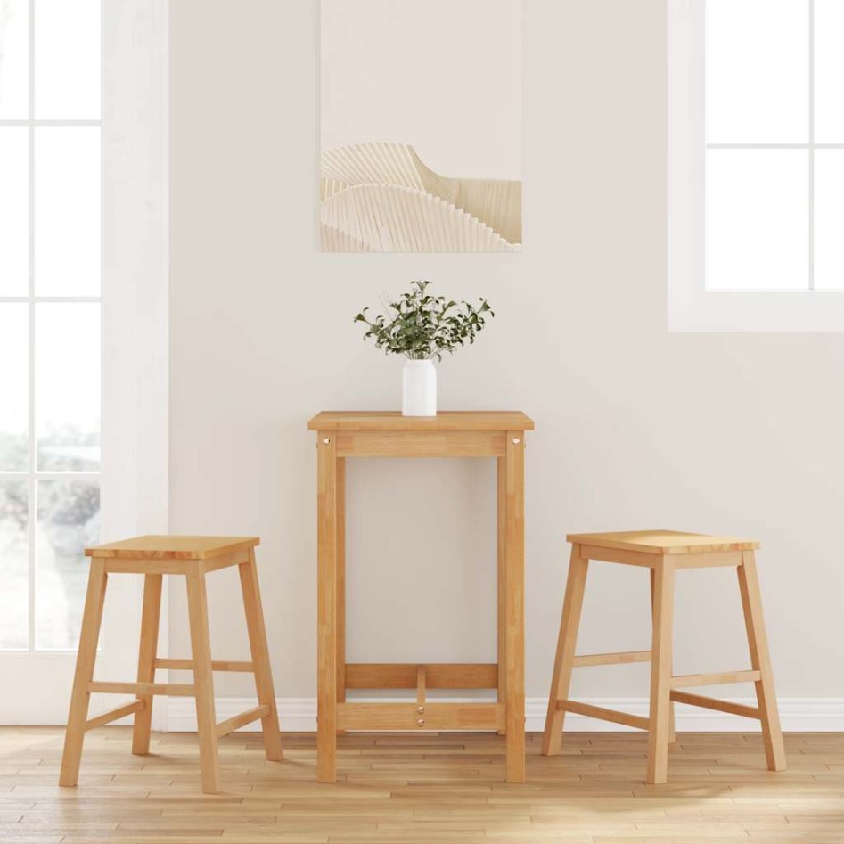 Sillas de bar 2 uds madera maciza