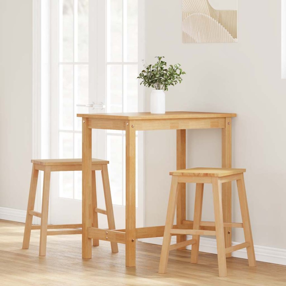 Sillas de bar 2 uds madera maciza