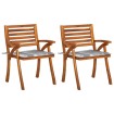 Sillas de comedor jardín con cojines 2 uds madera maciza acacia