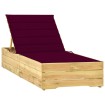 Tumbona con cojín rojo tinto madera de pino impregnada
