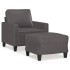 Sillón con taburete cuero sintético gris 60