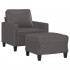 Sillón con taburete cuero sintético gris 60