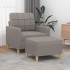Sillón con taburete tela gris taupe 60
