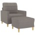 Sillón con taburete tela gris taupe 60