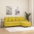 Sofá de 3 plazas con taburete terciopelo amarillo 180