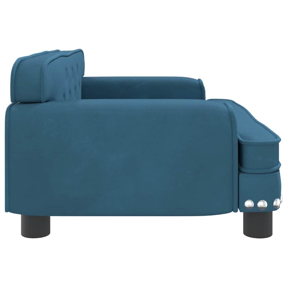 Cama para perros de terciopelo azul 70x45x30