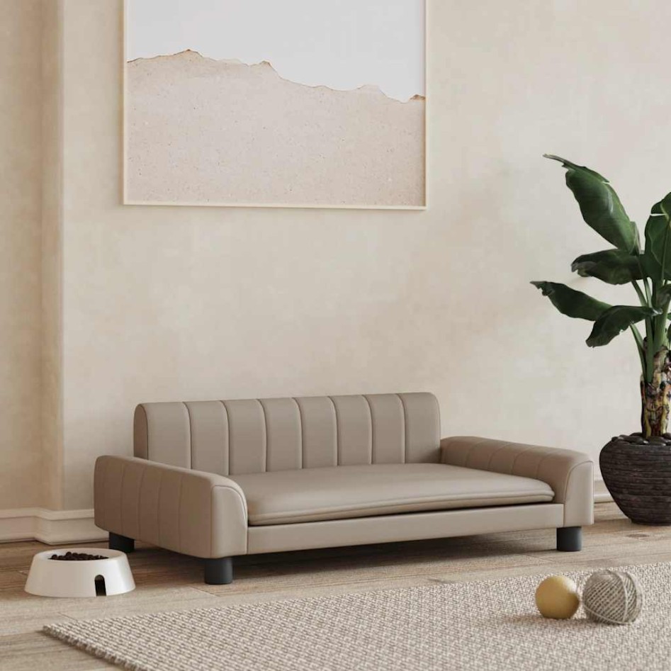 Cama para perros de cuero sintético color capuchino 90x53x30