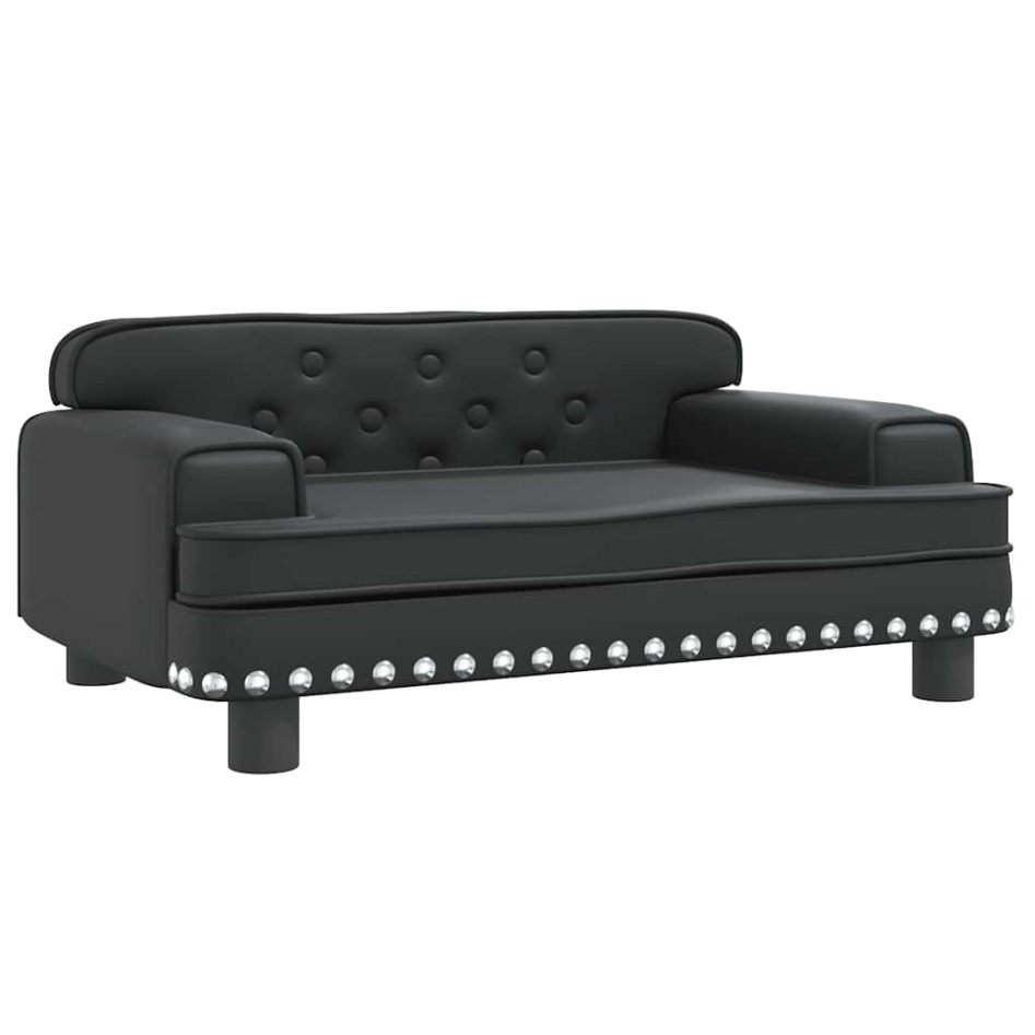 Cama para perros de cuero sintético negra 70x45x30