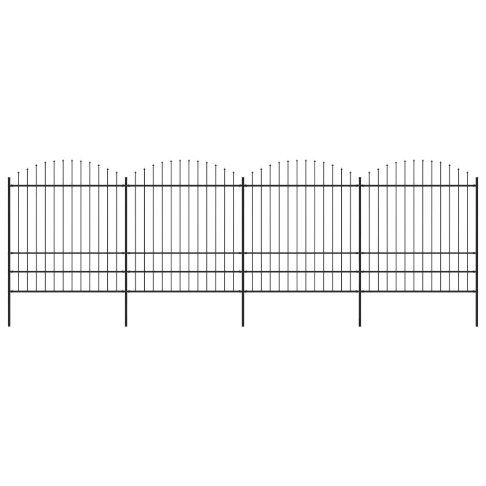 Valla de jardín con puntas de lanza acero negro (1,75-2)x6,8