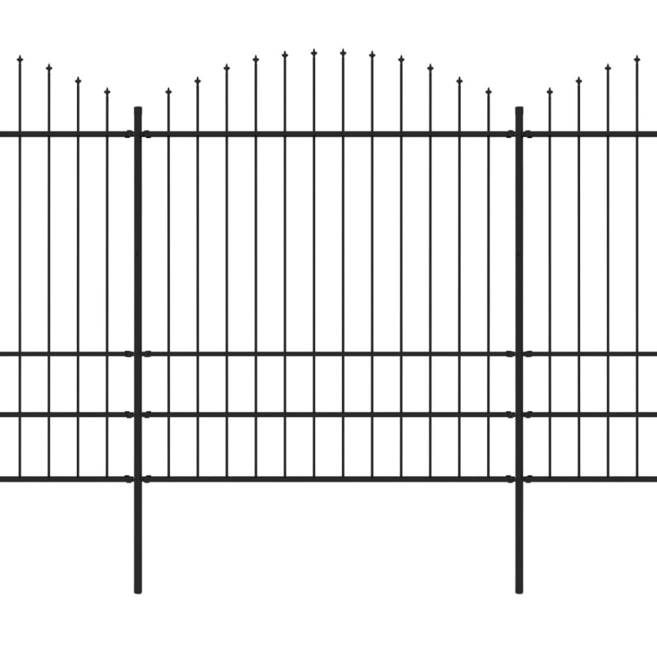 Valla de jardín con puntas de lanza acero negro (1,75-2)x6,8