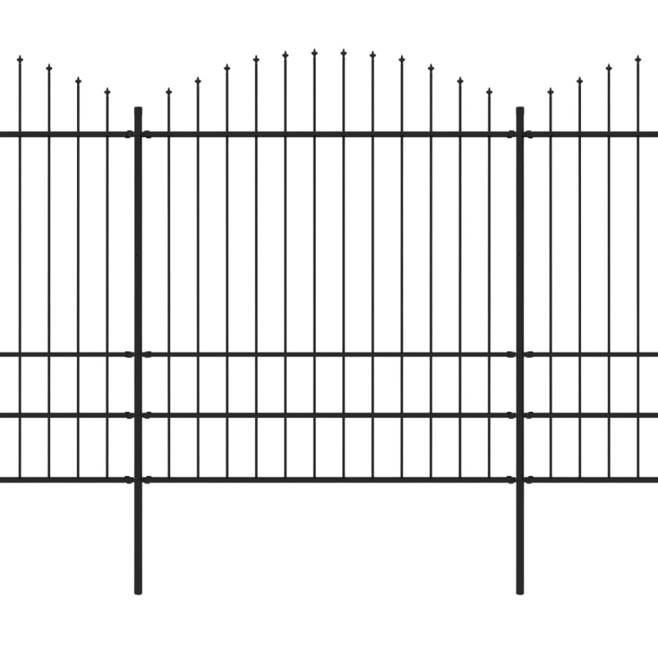 Valla de jardín con puntas de lanza acero negro (1,75-2)x10,2